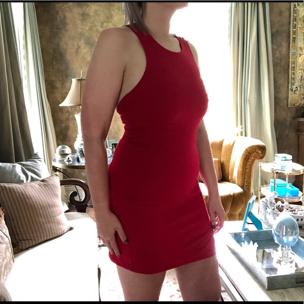 Sparkle & Fade Red Open Back Dress